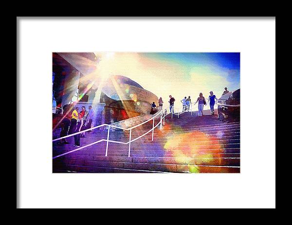 Sunburst Framed Print featuring the mixed media Sunburst over the Canadian Museum of Civilization by Tatiana Travelways