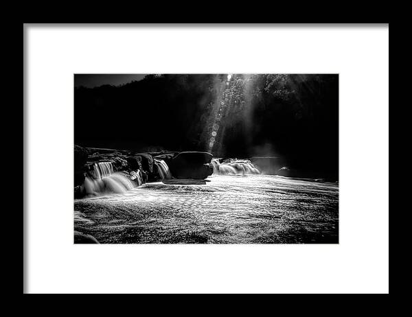 Waterfall Framed Print featuring the photograph Sunburst over the waterfall by Dan Friend