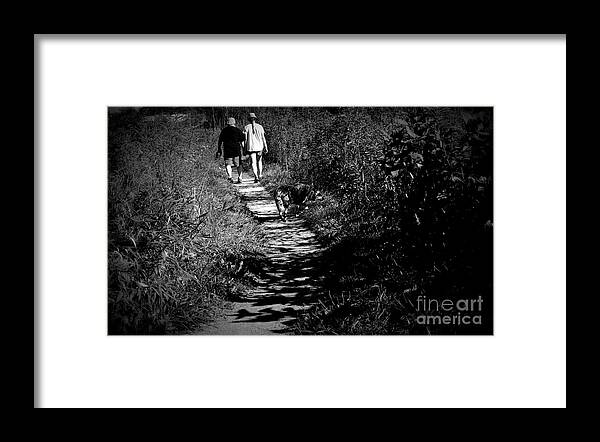 Black And White Framed Print featuring the photograph Sunday Morning Family Walk by Frank J Casella