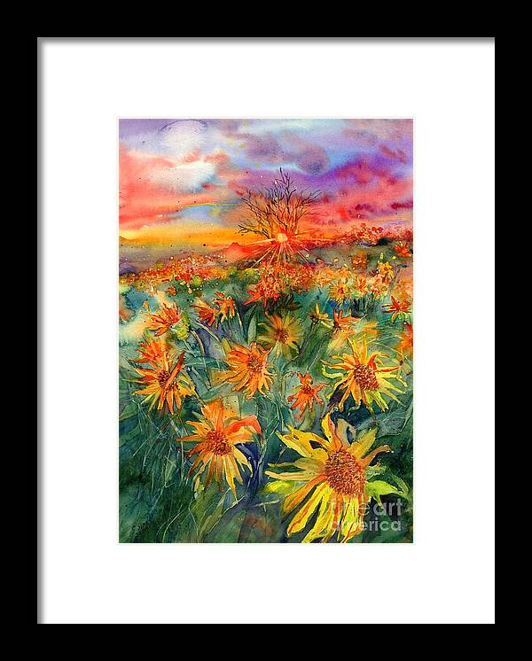 Helianthus Framed Print featuring the painting Sunflower Fields by Suzann Sines