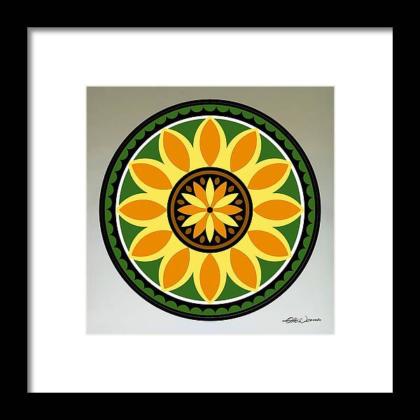 Sunshine Flower Framed Print featuring the painting Sunflower Hex Design by Hanne Lore Koehler