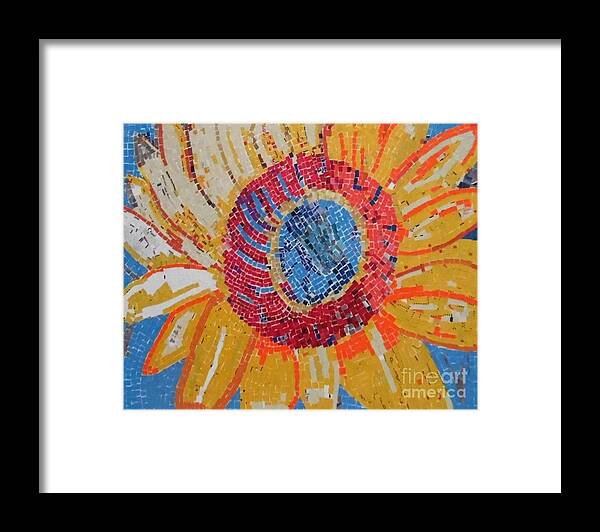 Collage Framed Print featuring the mixed media Sunflower by Ilona Halderman