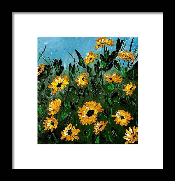  Framed Print featuring the painting Sunflowers by Amy Kuenzie