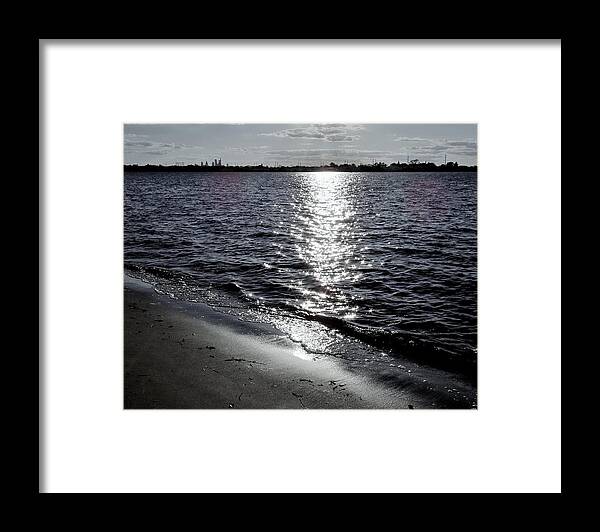 River Framed Print featuring the photograph Sunlight Reflection on the Delaware River by Linda Stern