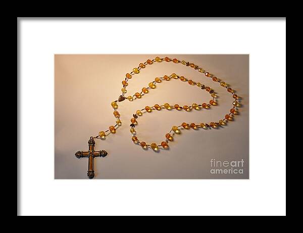 Color Framed Print featuring the sculpture Sunlight Rosary Mixed Media Assemblage Sculpture by Leigh N Eldred