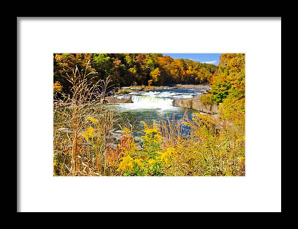 Ohiopyle Falls Framed Print featuring the photograph Sunny Fall Day at Ohiopyle Falls by SCB Captures