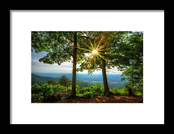 Appalachia Framed Print featuring the photograph Sunrays over the Smoky Blue Ridge Mountains by Debra and Dave Vanderlaan