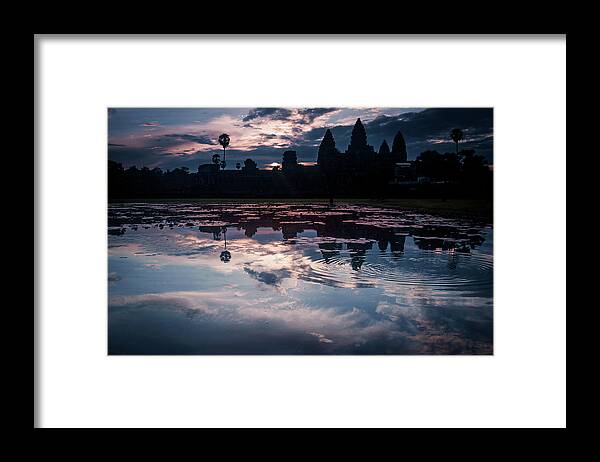 Battambang Framed Print featuring the photograph Sunrise at Angkor Wat by Arj Munoz