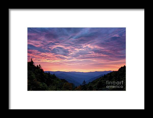Smokies Framed Print featuring the photograph Sunrise At Luftee Overlook 2 by Phil Perkins