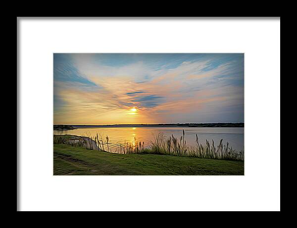 Great Salt Plains Framed Print featuring the photograph Sunrise at the Lake by Debra Martz