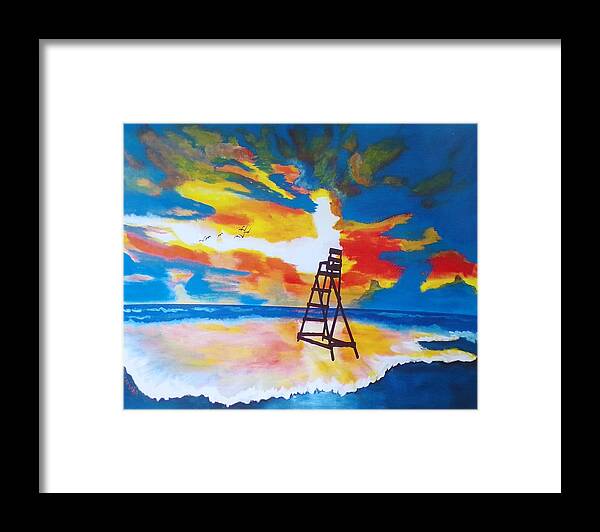 Seascape Framed Print featuring the painting Sunrise Before the Storm by Kathie Camara