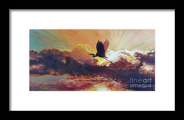 Sunrise Framed Print featuring the painting Sunrise Flight by Merana Cadorette