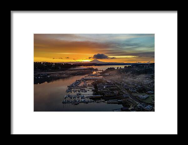 Aerial Framed Print featuring the photograph Sunrise Fog 2 by Clinton Ward