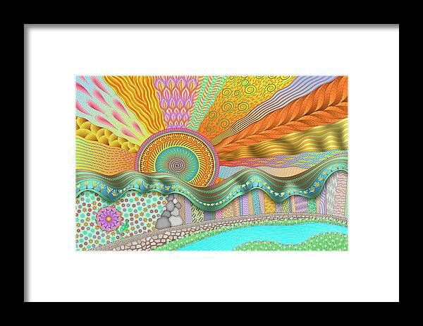 Imaginary Lands Framed Print featuring the digital art Sunrise In Finger Tree Forest by Becky Titus