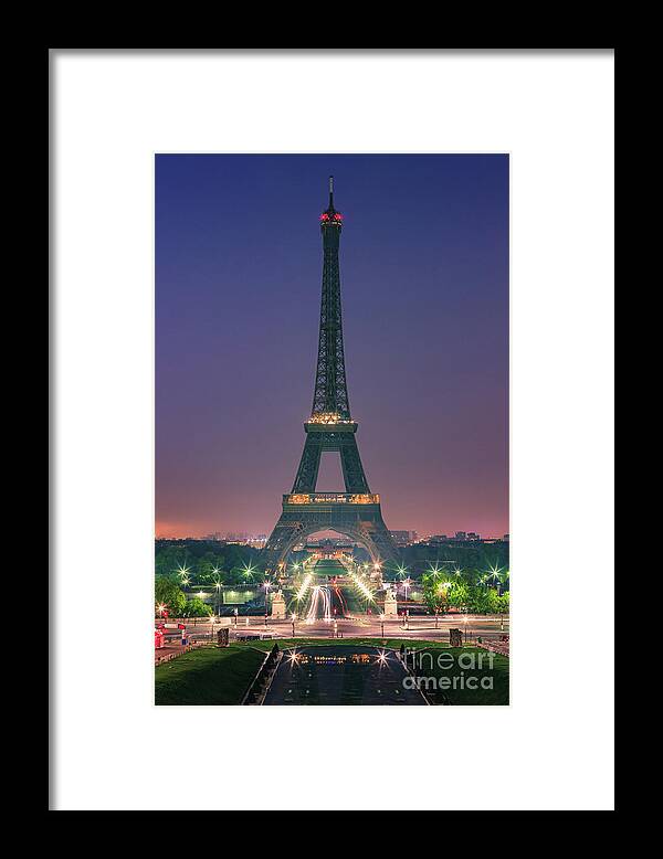 Europe Framed Print featuring the photograph Sunrise in Paris with the Eiffeltower by Henk Meijer Photography