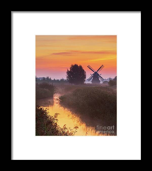 Noorddijk Framed Print featuring the photograph Sunrise Noordermolen, Groningen, Netherlands by Henk Meijer Photography