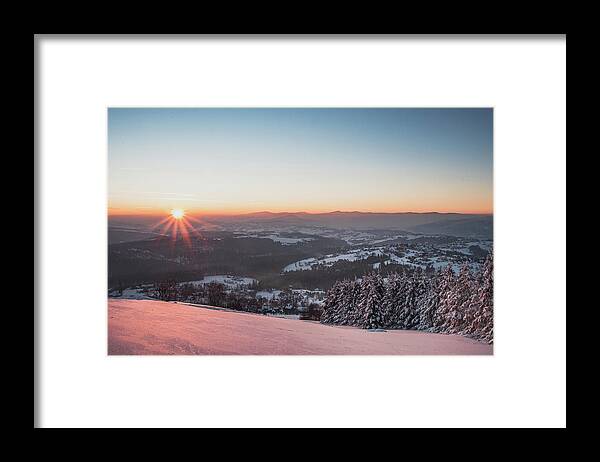 Poland Framed Print featuring the photograph Sunrise on Barania Gora in the Polish Beskydy mountains by Vaclav Sonnek
