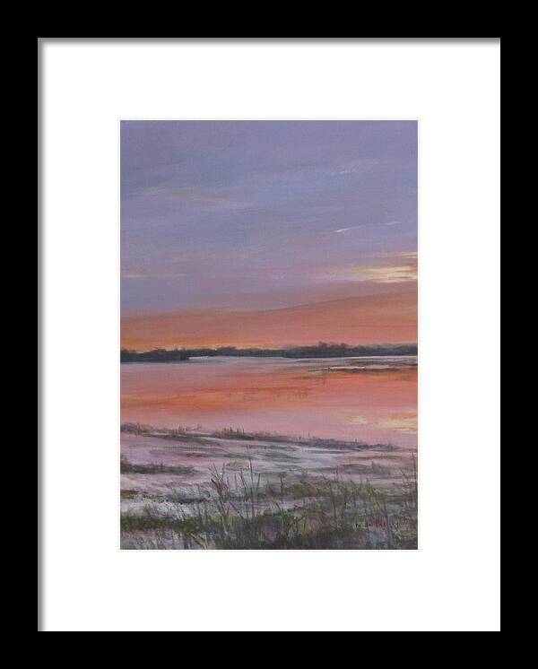 Painting Framed Print featuring the painting Sunrise on the Maurice River by Paula Pagliughi