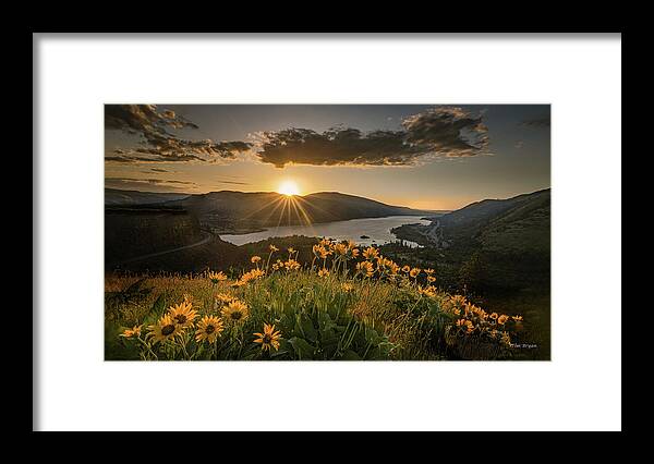 Columbia River Gorge Framed Print featuring the photograph Sunrise over Columbia River Gorge by Tim Bryan