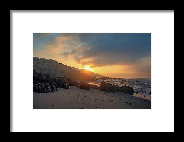 Beach Framed Print featuring the photograph Sunrise over the Coastal Mountains by Matthew DeGrushe