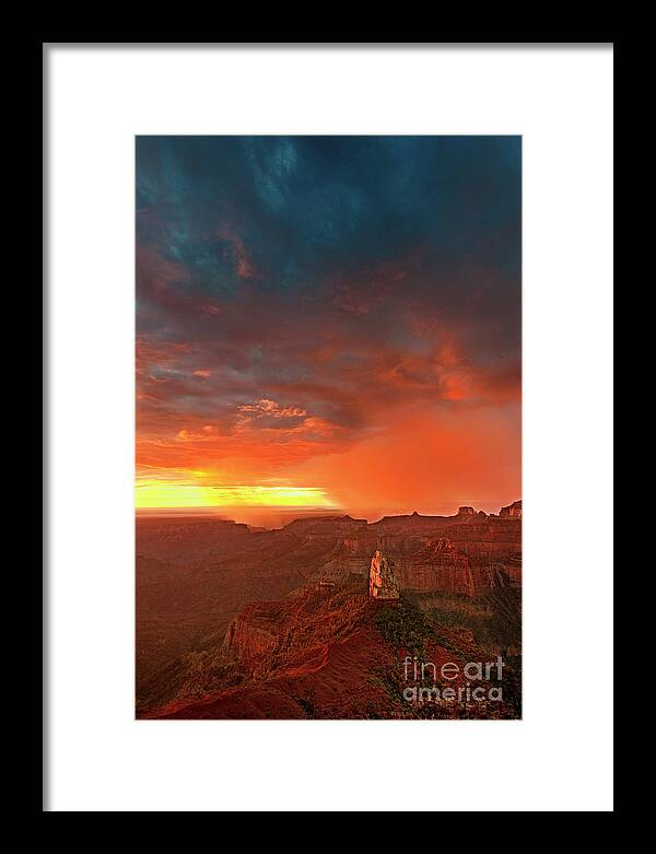 North America Framed Print featuring the photograph Sunrise Storm Point Imperial North Rim Grand Canyon NP Arizona by Dave Welling
