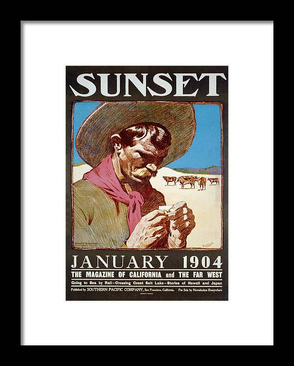 Cowboy Framed Print featuring the photograph Sunset 1904 by Bob Geary