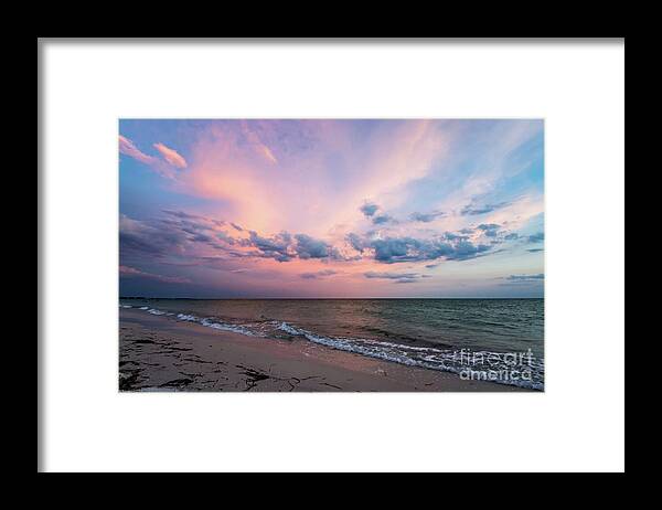 Sun Framed Print featuring the photograph Sunset Afterglow on the Beach by Beachtown Views