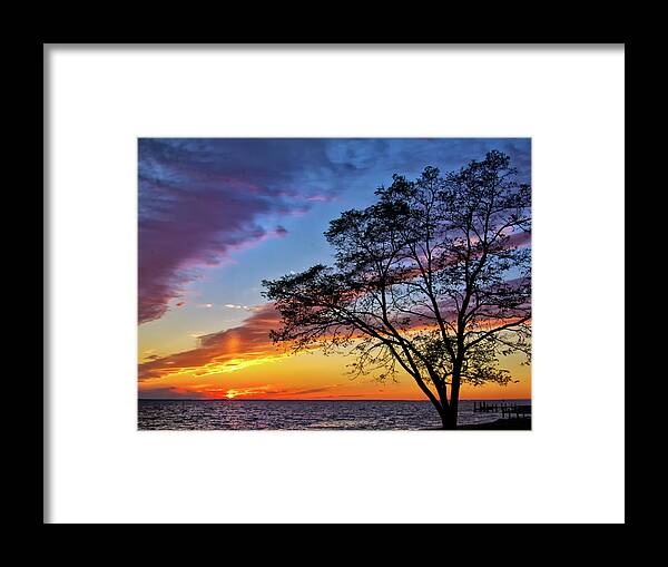 Sunset At Chesapeake Beach Framed Print featuring the photograph Sunset at Chesapeake beach by Carolyn Derstine