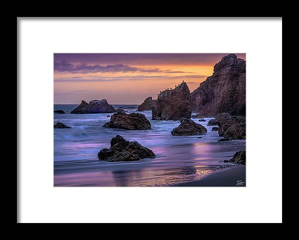 Sunset At El Matador Beach Framed Print featuring the photograph Sunset At El Matador Beach by Endre Balogh