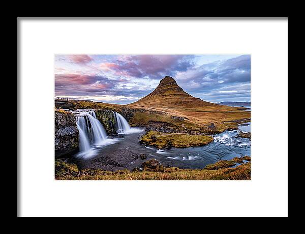 Kirkjufell Framed Print featuring the photograph Sunset at Kirkjufell by Alexios Ntounas