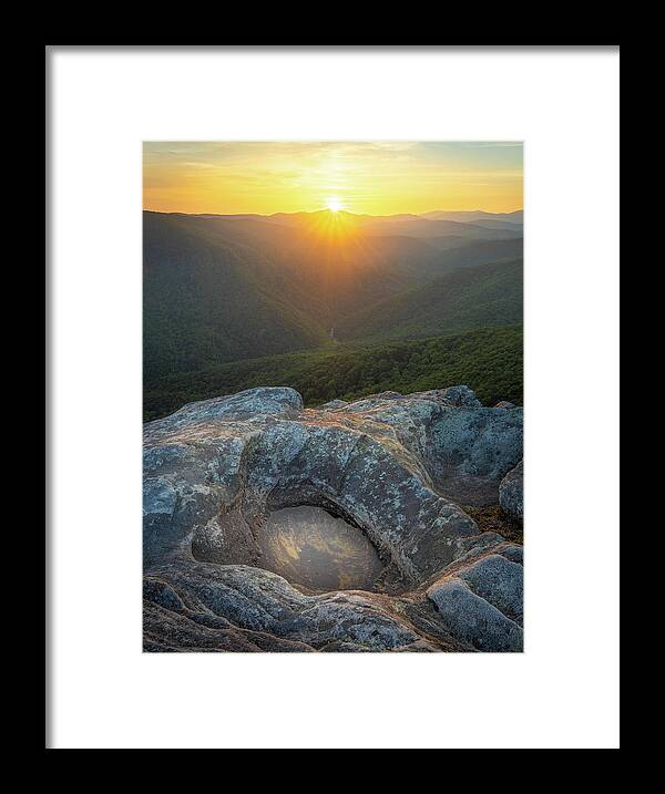 Linville Gorge Framed Print featuring the photograph Sunset At Linville Gorge Hawksbill Mountain North Carolina by Jordan Hill