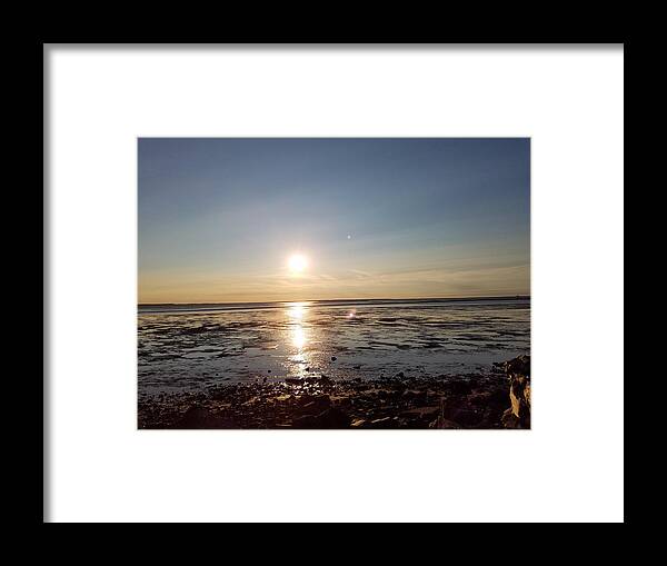 Sunset Framed Print featuring the photograph Sunset at low tide by Brent Knippel
