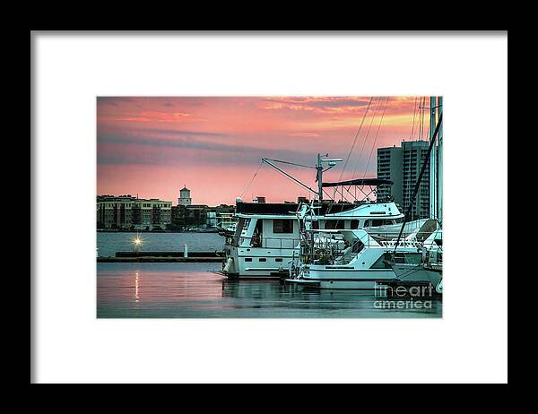 Patriot’s Point Framed Print featuring the photograph Sunset at Patriots Point by Shelia Hunt