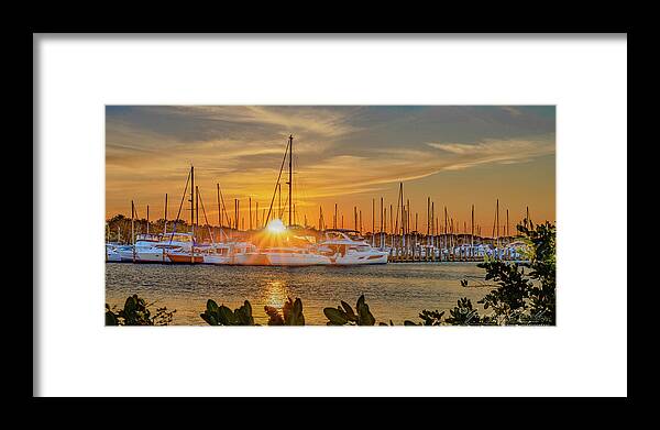 Titusville Framed Print featuring the photograph Sunset at the Harbor by Gordon Elwell