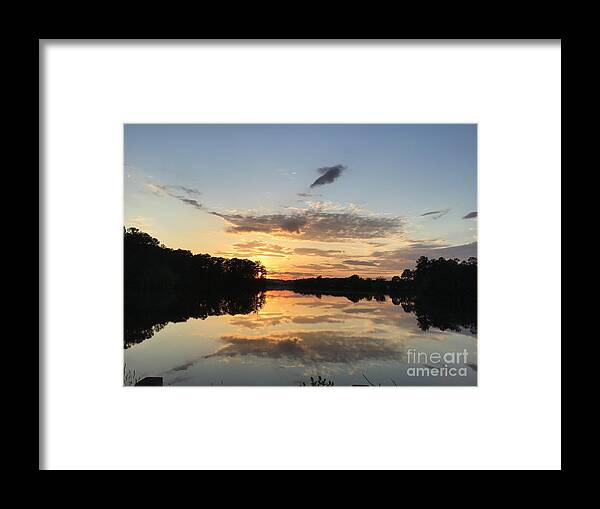 Johnson Mills Framed Print featuring the photograph Sunset at the Pond 1 by Catherine Wilson