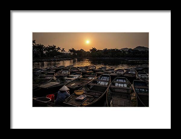 Ba Giot Framed Print featuring the photograph Sunset at Trang An by Arj Munoz