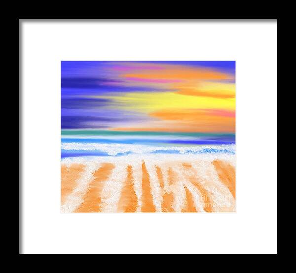 Beach Framed Print featuring the digital art Sunset beach by Elaine Hayward