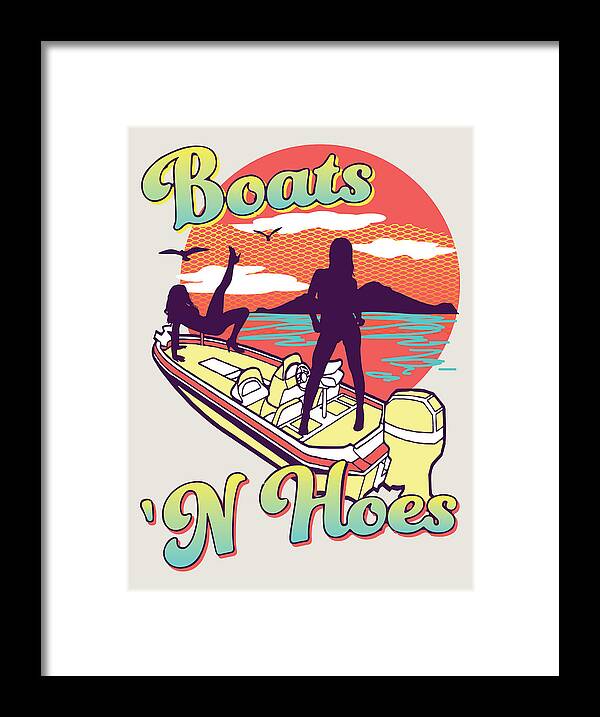 Sunset Boats and Hoes Framed Print