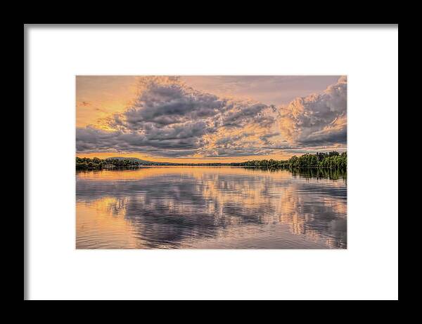 Weather Framed Print featuring the photograph Sunset Cumulus Clouds Over Lake Wausau by Dale Kauzlaric