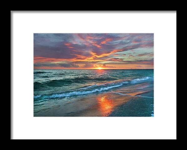 00546381 Framed Print featuring the photograph Sunset, Gulf Islands Nat'l Seashore by Tim Fitzharris