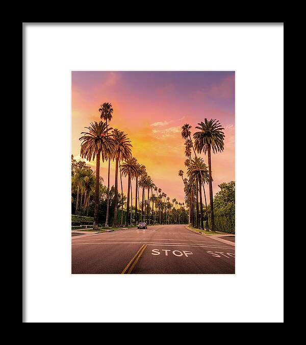 Beverly Hills Framed Print featuring the photograph Sunset in Beverly Hills by Serge Ramelli
