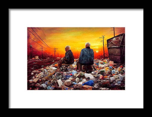 Figurative Framed Print featuring the digital art Sunset In Garbage Land 25 by Craig Boehman