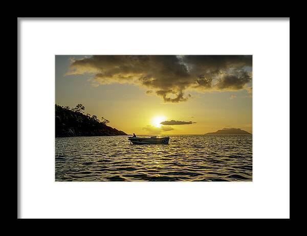 Boat Framed Print featuring the photograph Sunset in the Indian Ocean 2 by Dubi Roman