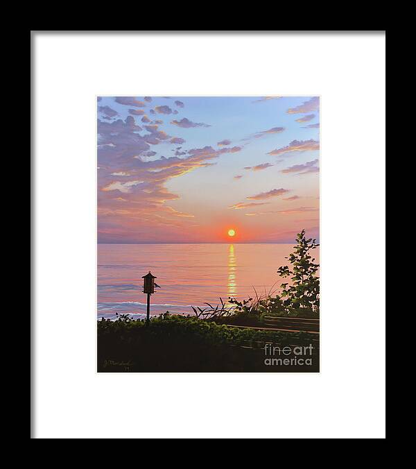Michigan Framed Print featuring the painting Sunset on the Lake by Joe Mandrick