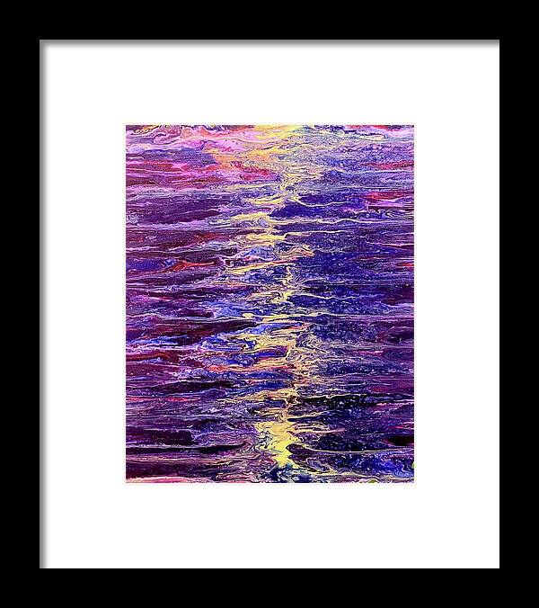 Acrylic Framed Print featuring the painting Sunset on Water by Pour Your heART Out Artworks