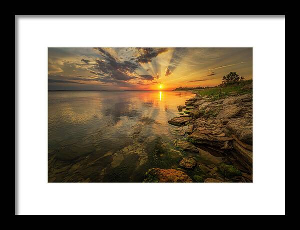 Fine Art America Framed Print featuring the photograph Sunset Over Milford Lake by Scott Bean