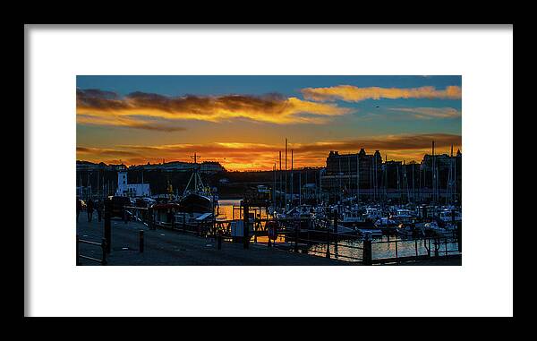 England Framed Print featuring the photograph Sunset Over Scarborough by Les Hutton