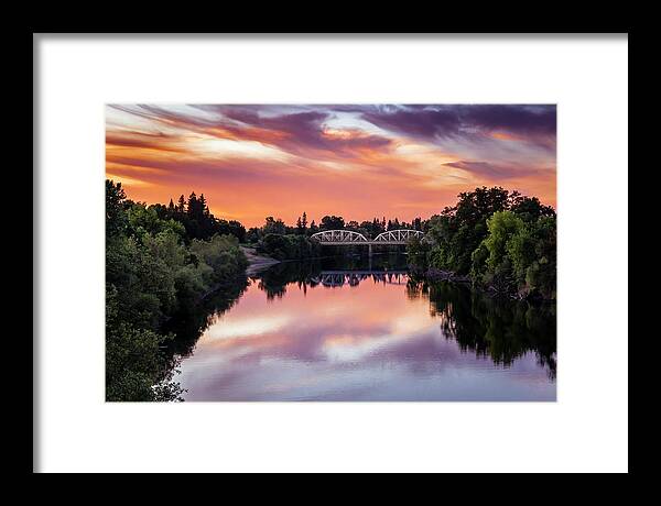 Sunset Framed Print featuring the photograph Sunset over the American River by Gary Geddes