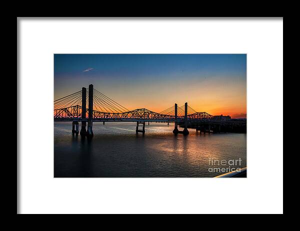 Sunset Framed Print featuring the photograph Sunset over the Ohio River at Louisville by Shelia Hunt