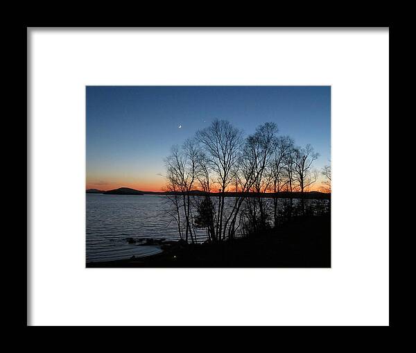 Sunset Framed Print featuring the photograph Sunset Quarter Moon and Venus by Russel Considine